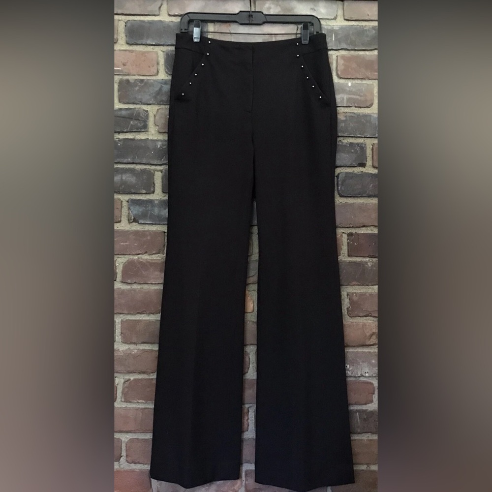 White House Black Market Black Slim Flare Pants With Studded Detail - Picture 3 of 9
